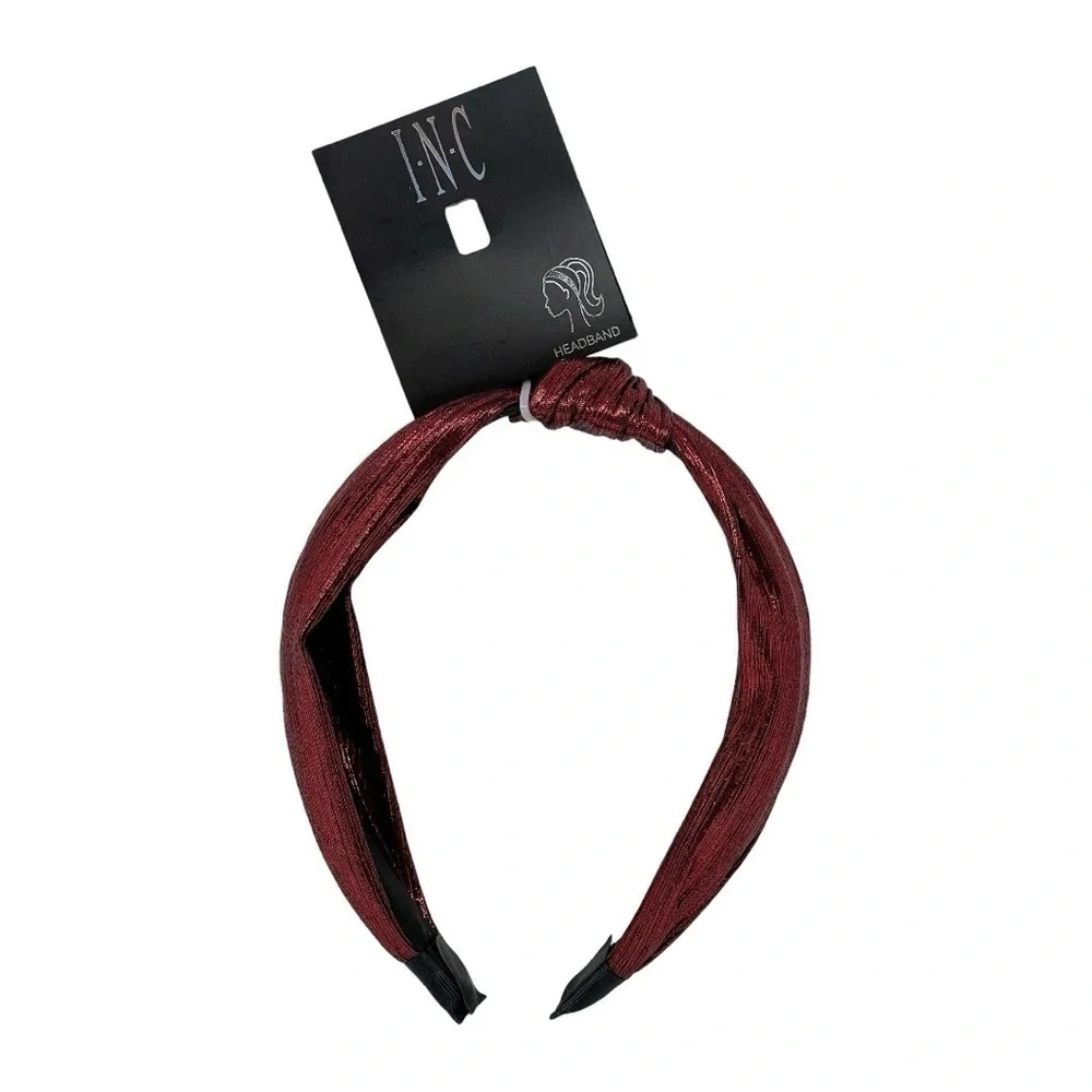 INC International Concepts Red Shiny Fabric Knotted Headband